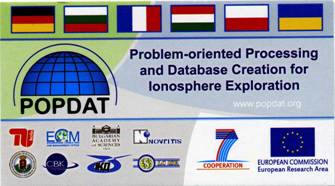 POPDAT project banner for ionosphere exploration (FP7)